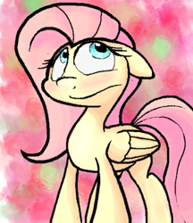 Size: 528x611 | Tagged: safe, artist:hoodie, fluttershy, pegasus, pony, blushing, female, looking up, mare, solo