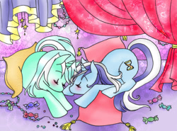 Size: 900x665 | Tagged: safe, artist:paranoiaagentothello, lyra heartstrings, minuette, female, lesbian