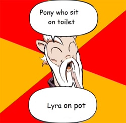 Size: 600x584 | Tagged: safe, lyra heartstrings, star swirl the bearded, confucius, exploitable meme, meme, sitting, solo, star swirl ice-cream koan, toilet, toilet humor