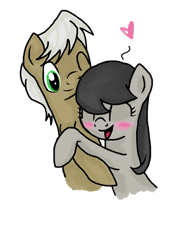 Size: 769x1040 | Tagged: safe, artist:starcrystal272, frederic horseshoepin, octavia melody, earth pony, pony, blushing, female, fredtavia, heart, hug, male, shipping, straight