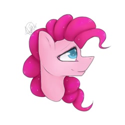 Size: 698x698 | Tagged: safe, artist:doodlepaintdraws, pinkie pie, earth pony, pony, bust, colored pupils, portrait, simple background, solo, white background