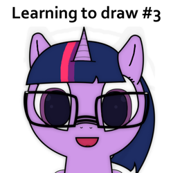 Size: 500x500 | Tagged: safe, artist:gergtaltd, derpibooru import, sci-twi, twilight sparkle, glasses, learning to draw, solo, unicorn sci-twi