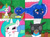 Size: 4317x3160 | Tagged: safe, artist:eternaljonathan, princess celestia, princess luna, oc, oc:nemo, alicorn, griffon, pony, comic:first three back, chef, clothes, comic, deviantart, disguise, eating, egg, food, forest, guardian, levitation, magic, nest, royal sisters, telekinesis, this will end in weight gain, traditional art