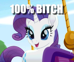 Size: 529x444 | Tagged: safe, edit, edited screencap, screencap, rarity, pony, unicorn, rainbow roadtrip, background pony strikes again, bitch, caption, image macro, text, vulgar