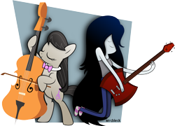 Size: 4170x3000 | Tagged: safe, artist:mrcbleck, octavia melody, earth pony, pony, adventure time, bass guitar, cello, crossover, eyes closed, marceline, musical instrument