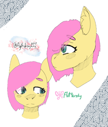Size: 610x715 | Tagged: safe, artist:itzdatag0ndray, fluttershy, pegasus, pony, bust, ear fluff, shy, solo