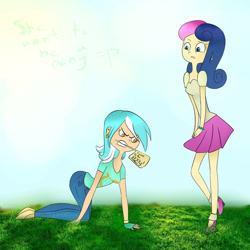 Size: 1024x1024 | Tagged: safe, artist:katedoof, bon bon, lyra heartstrings, sweetie drops, human, clothes, female, humanized