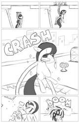 Size: 962x1474 | Tagged: safe, artist:amaraburrger, dj pon-3, octavia melody, vinyl scratch, earth pony, pony, comic, crossover, cyclops (marvel comics), doctor octavia, doctor octopus, monochrome, sonata du octave, spider-man, vyclops, x-men