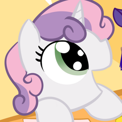 Size: 518x522 | Tagged: safe, artist:tess, sweetie belle, cute, pac-man, solo, wat