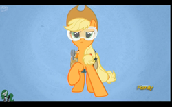 Size: 1440x900 | Tagged: safe, screencap, applejack, earth pony, pony, applejack's "day" off, bronystate, discovery family logo, goggles, safety goggles, toolbelt, tools