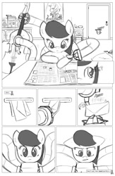 Size: 962x1474 | Tagged: safe, artist:amaraburrger, octavia melody, earth pony, pony, comic, crossover, doctor octavia, doctor octopus, monochrome, sonata du octave, spider-man