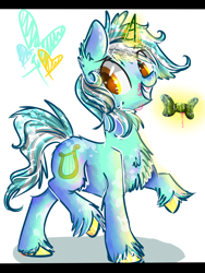 Size: 3000x4000 | Tagged: dead source, safe, artist:bonbrony, lyra heartstrings, pony, unicorn, candy, chest fluff, food, grin, heart, letterboxing, magic, smiling, solo, telekinesis, unshorn fetlocks