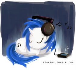 Size: 1000x928 | Tagged: safe, artist:erysz, dj pon-3, vinyl scratch, pony, unicorn, headset, music player, solo