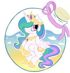 Size: 1600x1680 | Tagged: safe, artist:heedheed, princess celestia, alicorn, pony, bottle, female, hat, hoof shoes, looking at you, mare, pony in a bottle, simple background, solo, transparent background