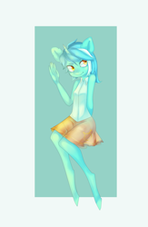 Size: 1108x1700 | Tagged: safe, artist:schnellentod, lyra heartstrings, anthro, pony, unicorn, female, horn, mare, solo