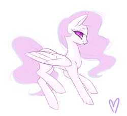 Size: 1200x1100 | Tagged: safe, anonymous artist, princess celestia, pegasus, pony, /mlp/, 4chan, colored, cute, cutelestia, drawthread, pegasus celestia, pink-mane celestia, simple background, smiling, solo, species swap, white background, younger