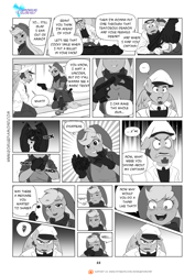 Size: 1024x1448 | Tagged: safe, artist:pia-sama, applejack, anthro, comic:rogue diamond, comic, dialogue, gun, imminent beatdown, monochrome, now you fucked up, spit, spit on face, this will end in tears and/or death, weapon