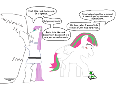 Size: 1800x1400 | Tagged: safe, artist:nope., blossomforth, lyra heartstrings, maud pie, tom, oc, oc:anon, 1000 hours in ms paint, anonymous, ms paint, rock