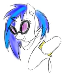 Size: 407x477 | Tagged: safe, artist:silver1kunai, dj pon-3, vinyl scratch, pony, unicorn, headphones, simple background, solo