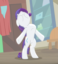 Size: 627x689 | Tagged: safe, screencap, rarity, pony, unicorn, dragon dropped, bipedal, cropped, female, mare, nose in the air, puffed chest, puffy cheeks, solo, underhoof