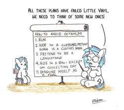 Size: 946x845 | Tagged: safe, artist:bobthedalek, dj pon-3, vinyl scratch, pony, unicorn, chair, doll, pointer, presentation