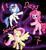 Size: 1280x1400 | Tagged: safe, artist:katakiuchi4u, dj pon-3, fluttershy, pinkie pie, vinyl scratch, pegasus, pony, season 7, countdown to season 7, eyes closed