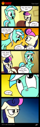 Size: 728x2285 | Tagged: safe, artist:dori-to, bon bon, lyra heartstrings, sweetie drops, bon bon is not amused, pun, unamused