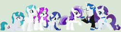 Size: 1818x488 | Tagged: safe, artist:camomiie, fancypants, rarity, oc, pony, unicorn, base used, family, female, male, offspring, parent:fancypants, parent:rarity, parents:raripants, raripants, shipping, straight