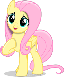 Size: 3000x3601 | Tagged: safe, artist:vector-brony, fluttershy, pegasus, pony, cute, female, mare, open mouth, raised hoof, shyabetes, simple background, solo, transparent background, vector