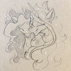 Size: 1280x1280 | Tagged: safe, artist:greyscaleart, princess celestia, princess luna, alicorn, pony, constellation freckles, female, greyscaleart is trying to murder us, happy, nuzzling, royal sisters, siblings, sisters, smiling, traditional art