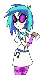 Size: 564x970 | Tagged: artist needed, safe, dj pon-3, nolan north, vinyl scratch, equestria girls, background human, humanized, solo