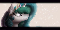 Size: 5787x2891 | Tagged: safe, artist:simonk0, princess celestia, alicorn, pony, absurd resolution, bust, letterboxing, portrait, profile, solo