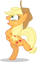 Size: 8000x13541 | Tagged: safe, artist:luckreza8, applejack, chicken, earth pony, pony, applejack's "day" off, .svg available, absurd resolution, bipedal, chickenjack, cowboy hat, freckles, hat, open mouth, silly, silly pony, simple background, solo, stetson, transparent background, vector, who's a silly pony