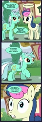 Size: 692x2016 | Tagged: artist needed, safe, edit, bon bon, lyra heartstrings, sweetie drops, /mlp/, 4chan, alternate text, comic