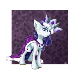 Size: 3000x3000 | Tagged: safe, artist:coldtrail, princess platinum, rarity, pony, unicorn, cape, clothes, crown, jewelry, newbie artist training grounds, regalia, solo