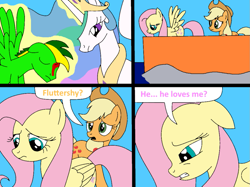 Size: 1021x765 | Tagged: safe, artist:didgereethebrony, applejack, fluttershy, princess celestia, oc, oc:didgeree, alicorn, earth pony, pegasus, pony, comic:wreck of the renaissance, applejack's hat, bleeding, blood, boat, cowboy hat, hat, injured, injured wing, magic, magic aura, telekinesis, unconscious