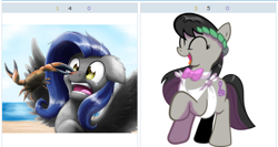 Size: 514x274 | Tagged: safe, octavia melody, oc, crab, earth pony, pegasus, pony, derpibooru, exploitable meme, juxtaposition, juxtaposition win, meme, meta