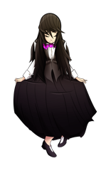 Size: 707x1131 | Tagged: safe, artist:franticlava, octavia melody, human, clothes, curtsey, eyes closed, humanized, long skirt, simple background, skirt, solo, transparent background, vest