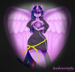 Size: 1024x974 | Tagged: safe, artist:bookxworm89, derpibooru import, twilight sparkle, twilight sparkle (alicorn), alicorn, anthro, magic, solo