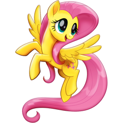 Size: 1024x1024 | Tagged: safe, fluttershy, pegasus, pony, my little pony: the movie, cute, female, head turn, looking away, mare, open mouth, render, shyabetes, simple background, solo, spread wings, transparent background, wings