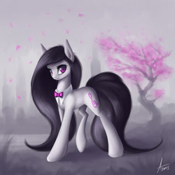 Size: 1200x1200 | Tagged: safe, artist:asimos, octavia melody, earth pony, pony, cherry blossoms, cherry tree, cute, female, long mane, long tail, mare, solo, tavibetes, tree