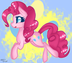 Size: 879x768 | Tagged: safe, artist:darkjillmlp123, pinkie pie, pony, abstract background, colored pupils, cutie mark background, solo