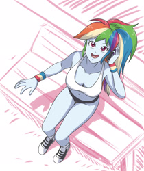 Size: 1968x2338 | Tagged: safe, artist:sumin6301, derpibooru import, rainbow dash, equestria girls, adorasexy, belly button, breasts, cellphone, cleavage, converse, cute, looking at you, looking up, open mouth, phone, rainboob dash, sexy, shoes, simple background, sitting, solo, stupid sexy rainbow dash, white background