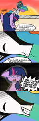 Size: 1088x3404 | Tagged: safe, artist:artiks, princess celestia, twilight sparkle, alicorn, pony, unicorn, all might, comic, crying, dialogue, izuku midoriya, my hero academia, parody, speech bubble, sunset