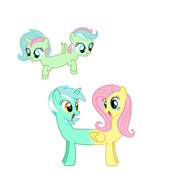 Size: 1357x1381 | Tagged: safe, fluttershy, lyra heartstrings, pony, conjoined, female, fusion, lyrashy, magical lesbian spawn, mother and child, mother and daughter, multiple heads, offspring, parent and child, parent:fluttershy, parent:lyra heartstrings, parents:lyrashy, simple background, two heads, white background