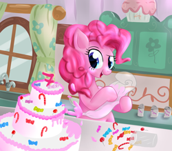 Size: 1600x1400 | Tagged: safe, artist:katakiuchi4u, pinkie pie, earth pony, pony, season 7, cake, candy, countdown to season 7, cute, diapinkes, female, food, frosting, icing bag, mare, solo