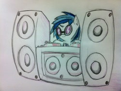 Size: 778x581 | Tagged: safe, dj pon-3, vinyl scratch, pony, unicorn, female, horn, mare, solo, traditional art