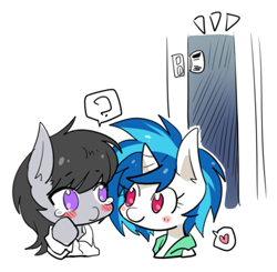 Size: 516x505 | Tagged: safe, artist:megarexetera, dj pon-3, octavia melody, vinyl scratch, earth pony, pony, female, lesbian, scratchtavia, shipping