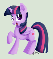 Size: 1024x1132 | Tagged: safe, artist:arcadianphoenix, derpibooru import, twilight sparkle, twilight sparkle (alicorn), alicorn, pony, female, mare, raised hoof, solo