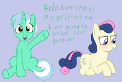 Size: 5259x3536 | Tagged: safe, artist:mostlyponyart, bon bon, lyra heartstrings, sweetie drops, ask, ask lyra and bonbon, female, lesbian, lyrabon, shipping, tumblr